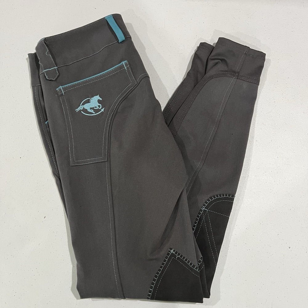 Piper by Smartpak Breeches Pants Equestrian Womens 26L Gray Stretch Comfort EUC